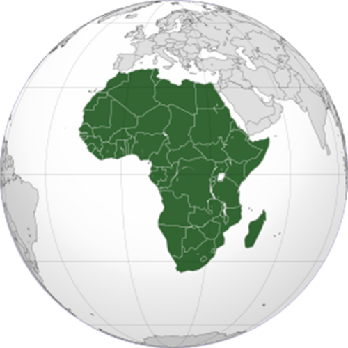 Le globe terrestre centré sur l'Afrique